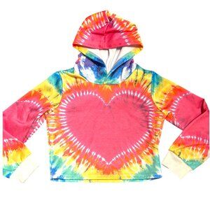Pixie Girl gir's Tie Dye Heart hooded‎ cropped Sweatshirt sz 7/8